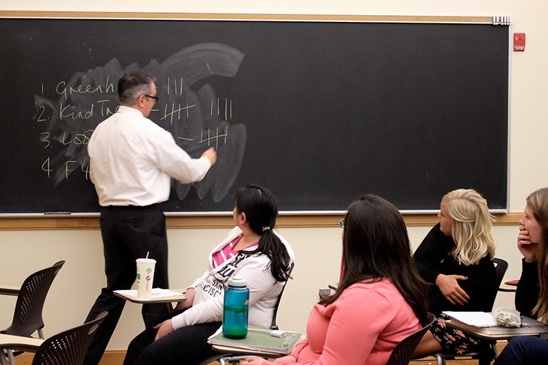 Paul Elstone tallies the students’ collected votes