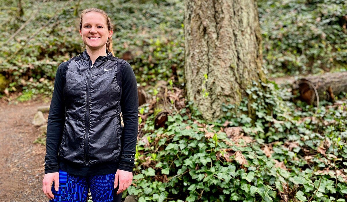 Portrait of alumna Megan Patrignelli in a forest