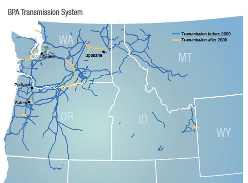 BPA's transmission system. Graphic courtesy BPA.