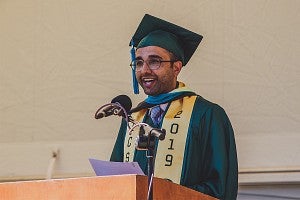 Agraj Dangal speaking at College of Design commencement in 2019