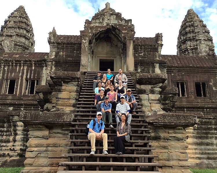 students on steps