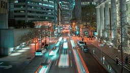 Photo of city traffic at night
