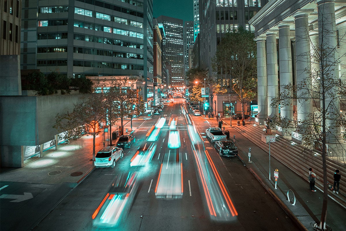 Photo of city traffic at night